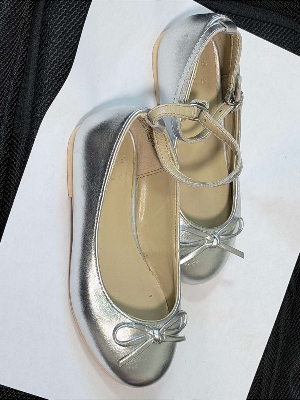Janie and Jack Metallic Silver Mary Jane Ballet Flat with Bow